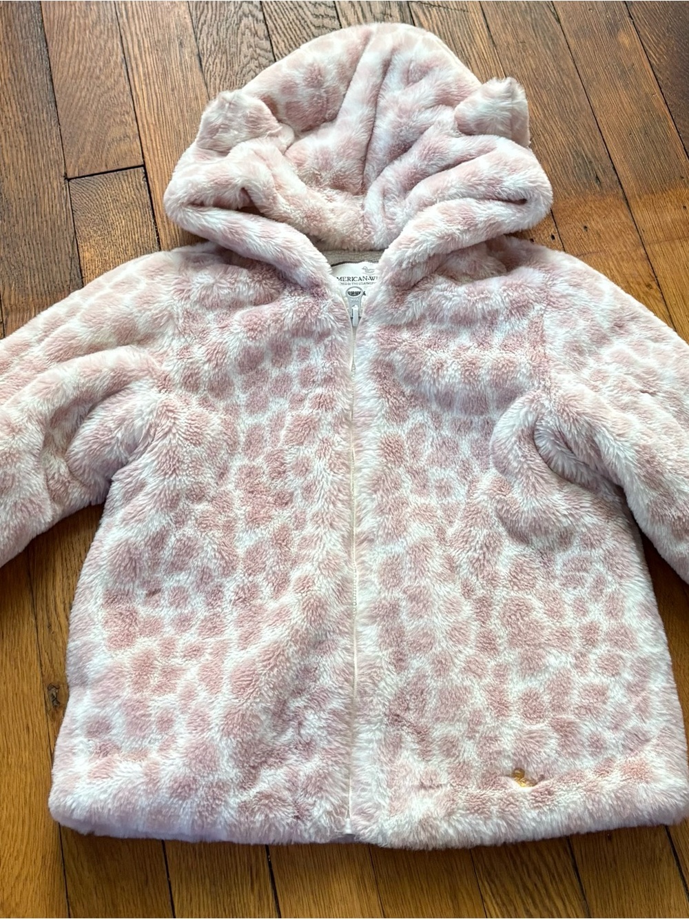 American Widgeon  Pink Leopard Faux-Fur butter soft kids Hooded Jacket